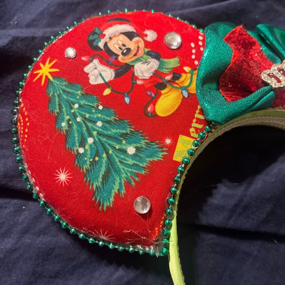 Mickey Festive Red and Green Holiday Headband